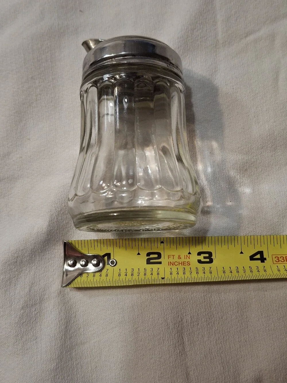 Vintage Glass Sugar Dispenser- Mid-Century- Metal Top